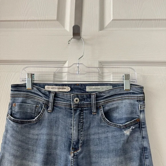 Pilcro Anthropologie Patchwork Jeans Size 27 Slim Boyfriend Light Wash Boho - Picture 6 of 12